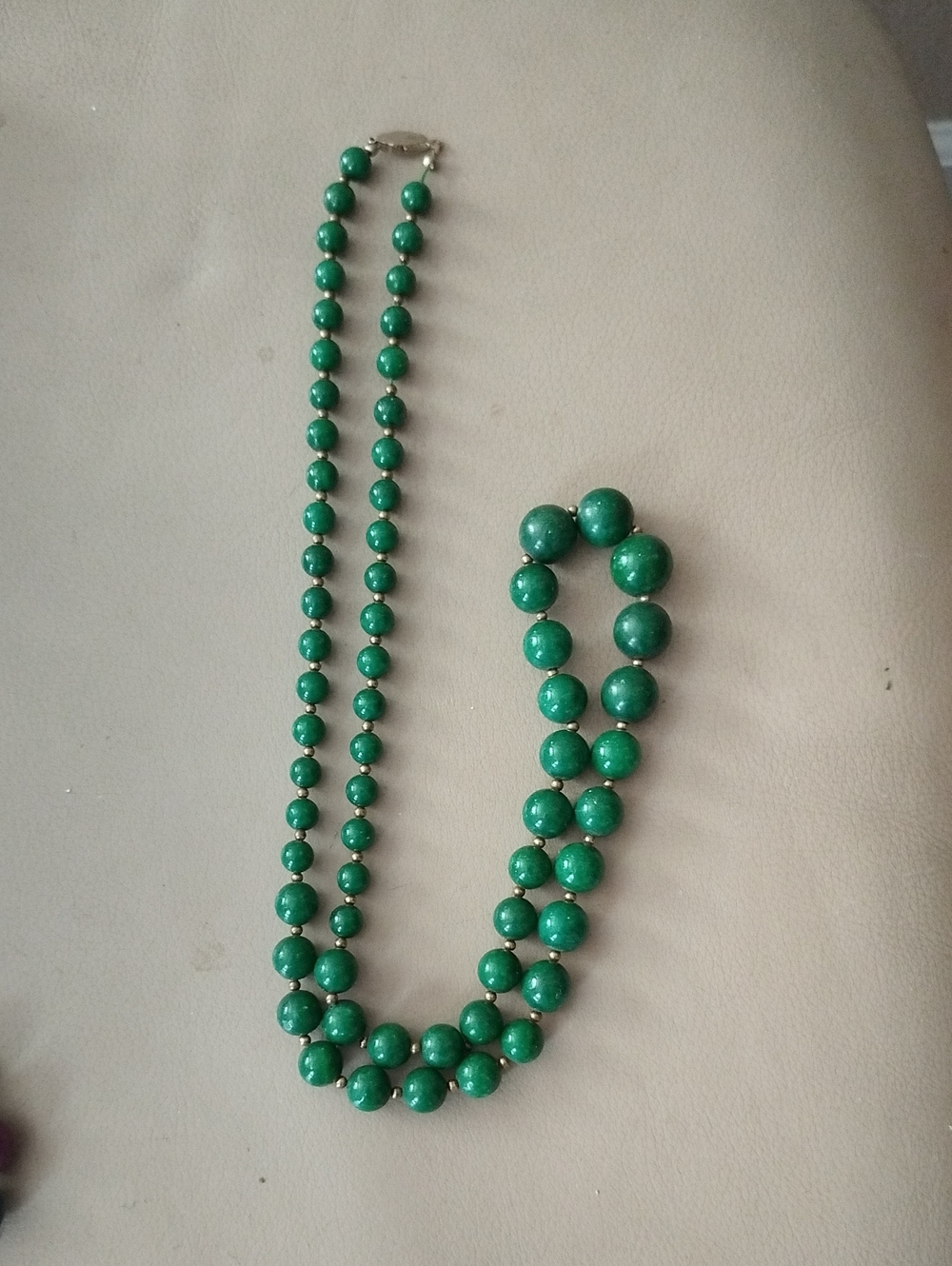 MALACHITE BEADED 14K SMALL BEADS VINTAGE
